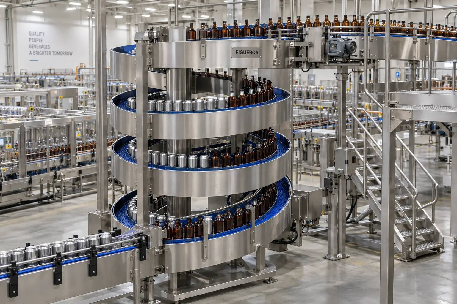 FIC-branded spiral beverage conveyor