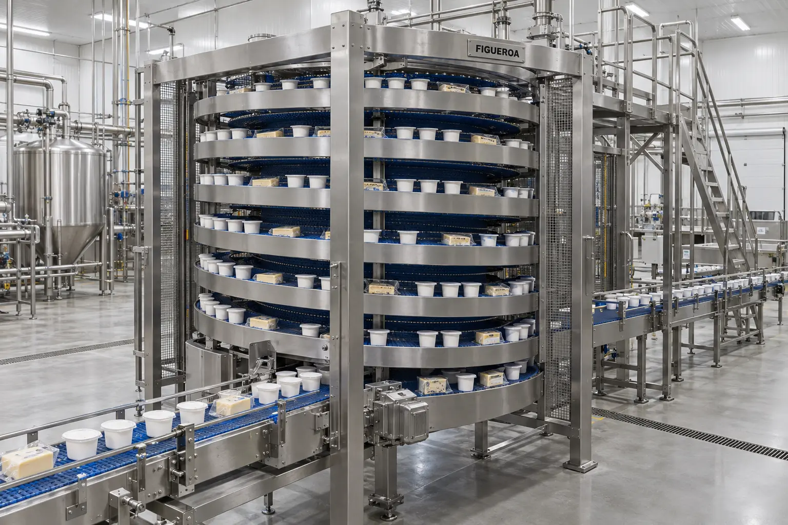 FIC-branded spiral conveyor for dairy products